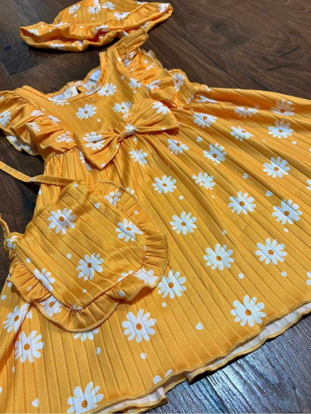 Amazon Yellow Daisy Bow Dress with Matching Hat